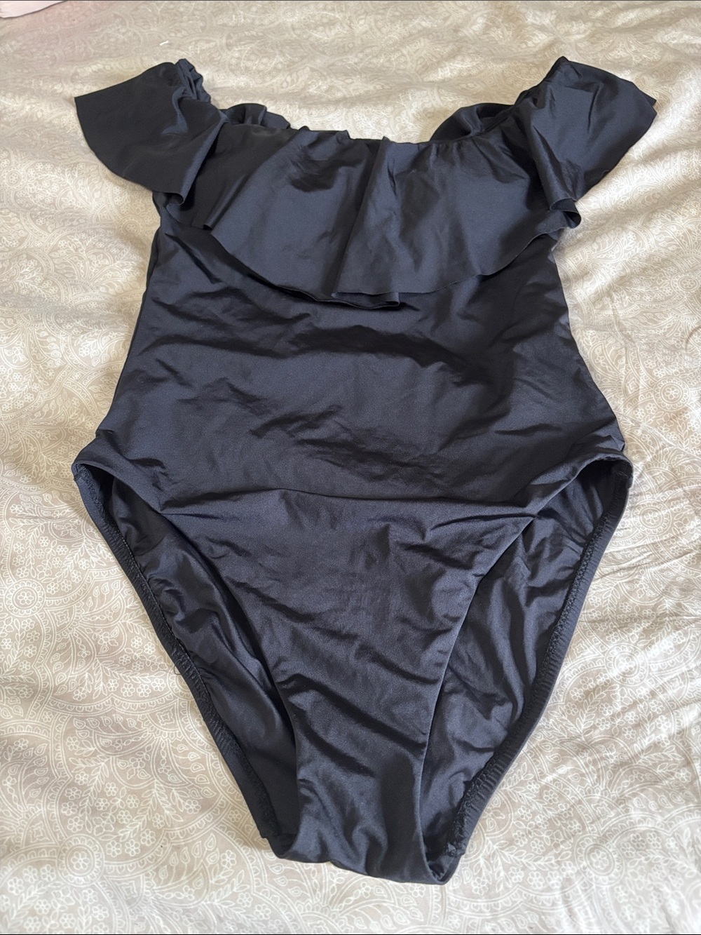 NWT Trina Turk Black Ruffle One-Piece Swimsuit